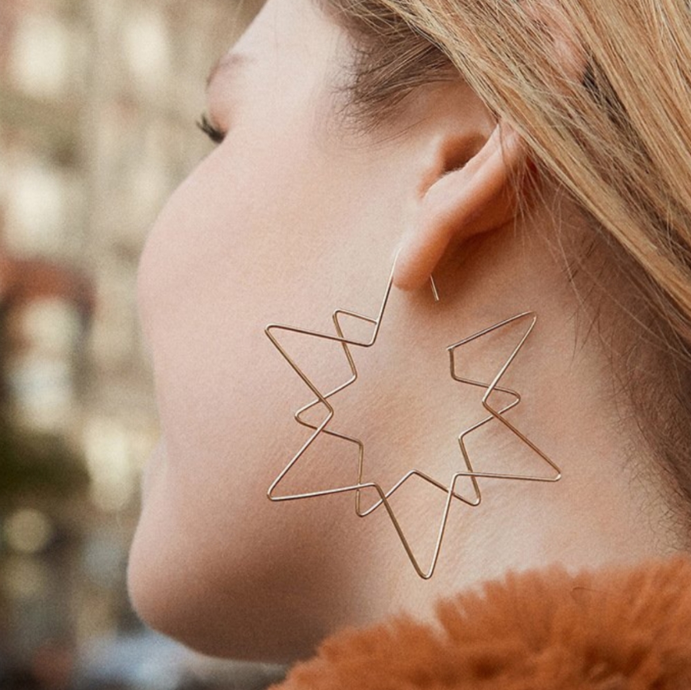 Gold Star Hoop Earrings